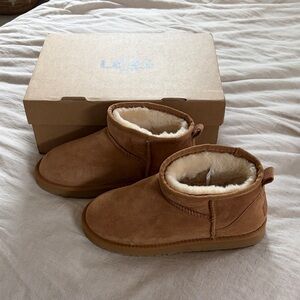 UGG Chestnut Suede Mini Boot with Cream Shearling